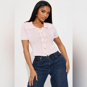 Pink Button-Up Women's Top Size Small (Fashion Nova)